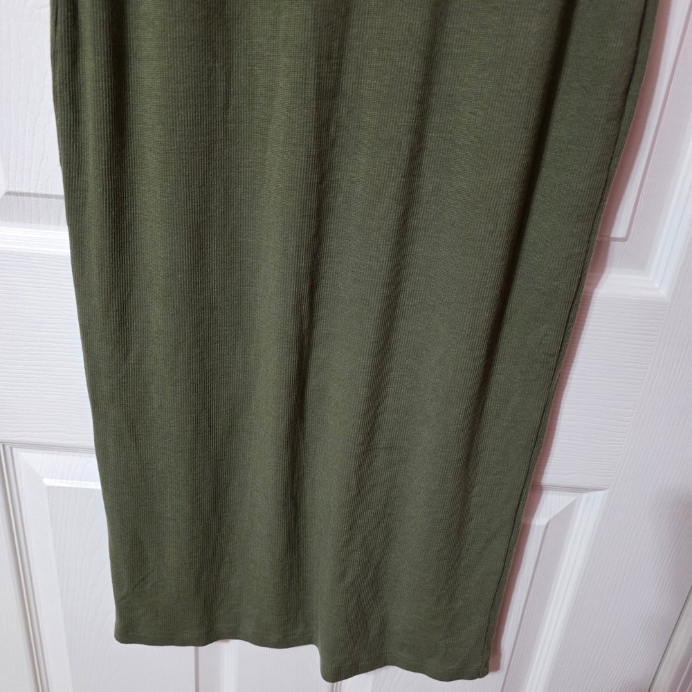 Marine Layer Women Large Ribbed Midi Dress Olive Green‎ Scoop Neck 14357 Casual - Picture 5 of 11